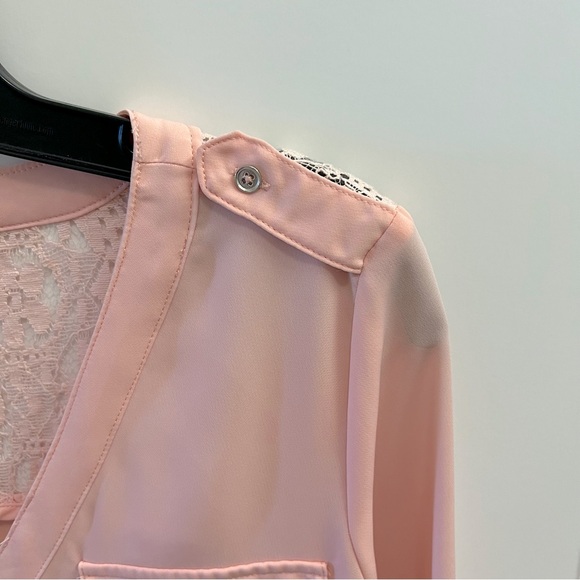 Candie’s Lace Back Blouse- Blush Pink - Picture 4 of 9